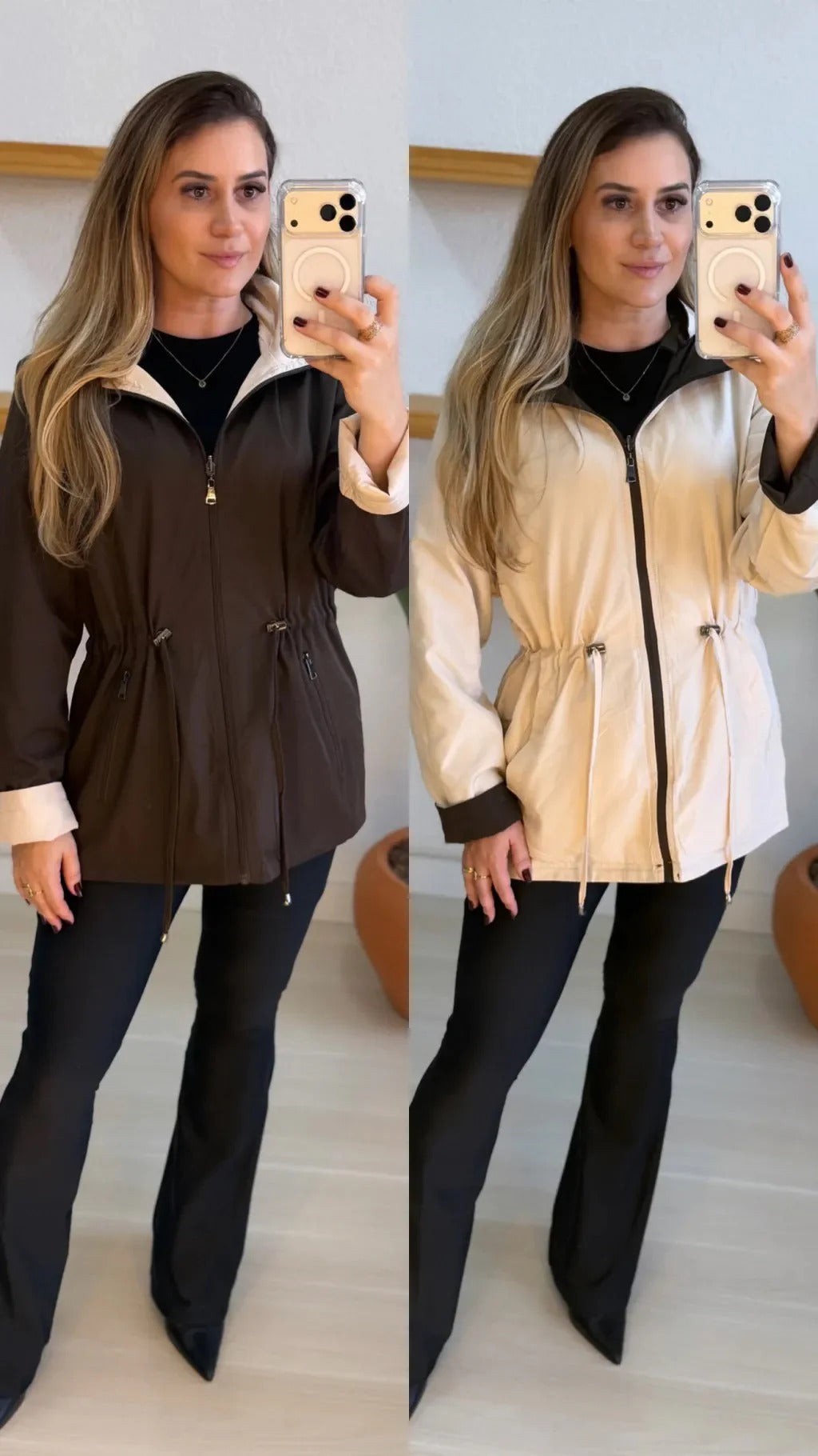 Parka Dupla Face Impermeável - 2 Looks em 1