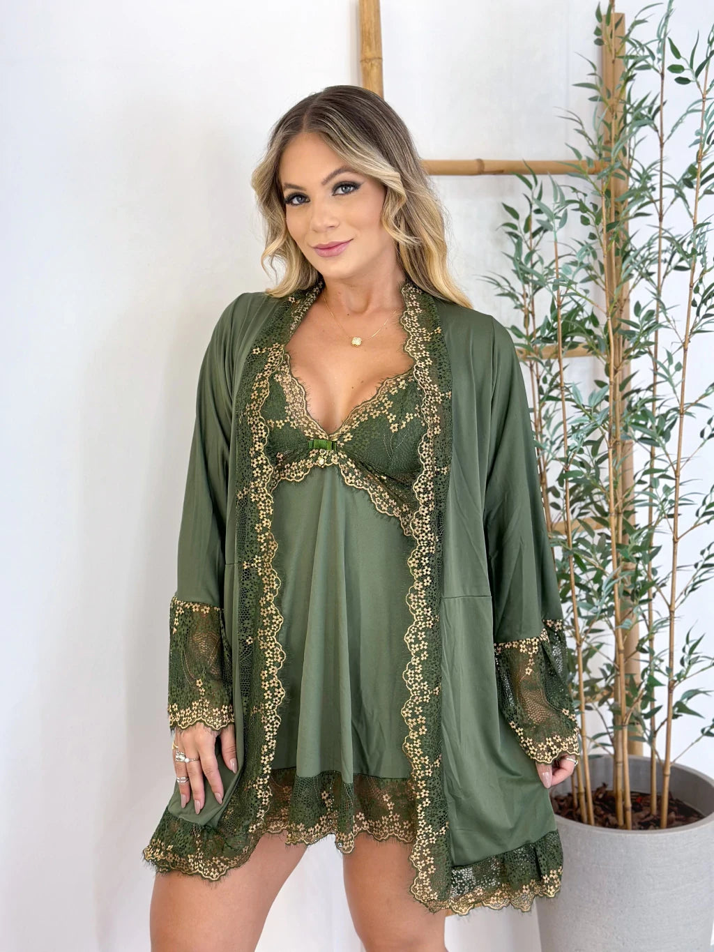 Robe + Camisola Elisa — Verde/Amêndoa