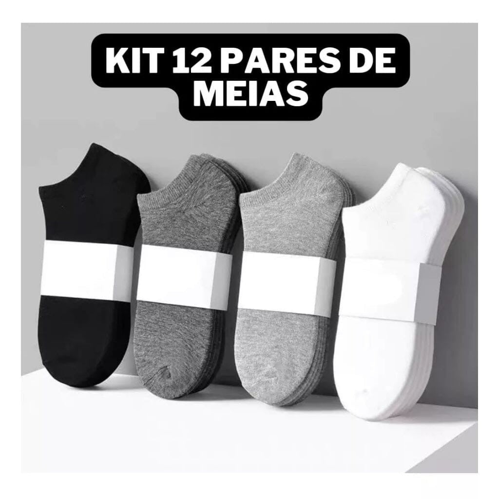 Kit 12 Pares de Meias Soquete — Conforto Diário