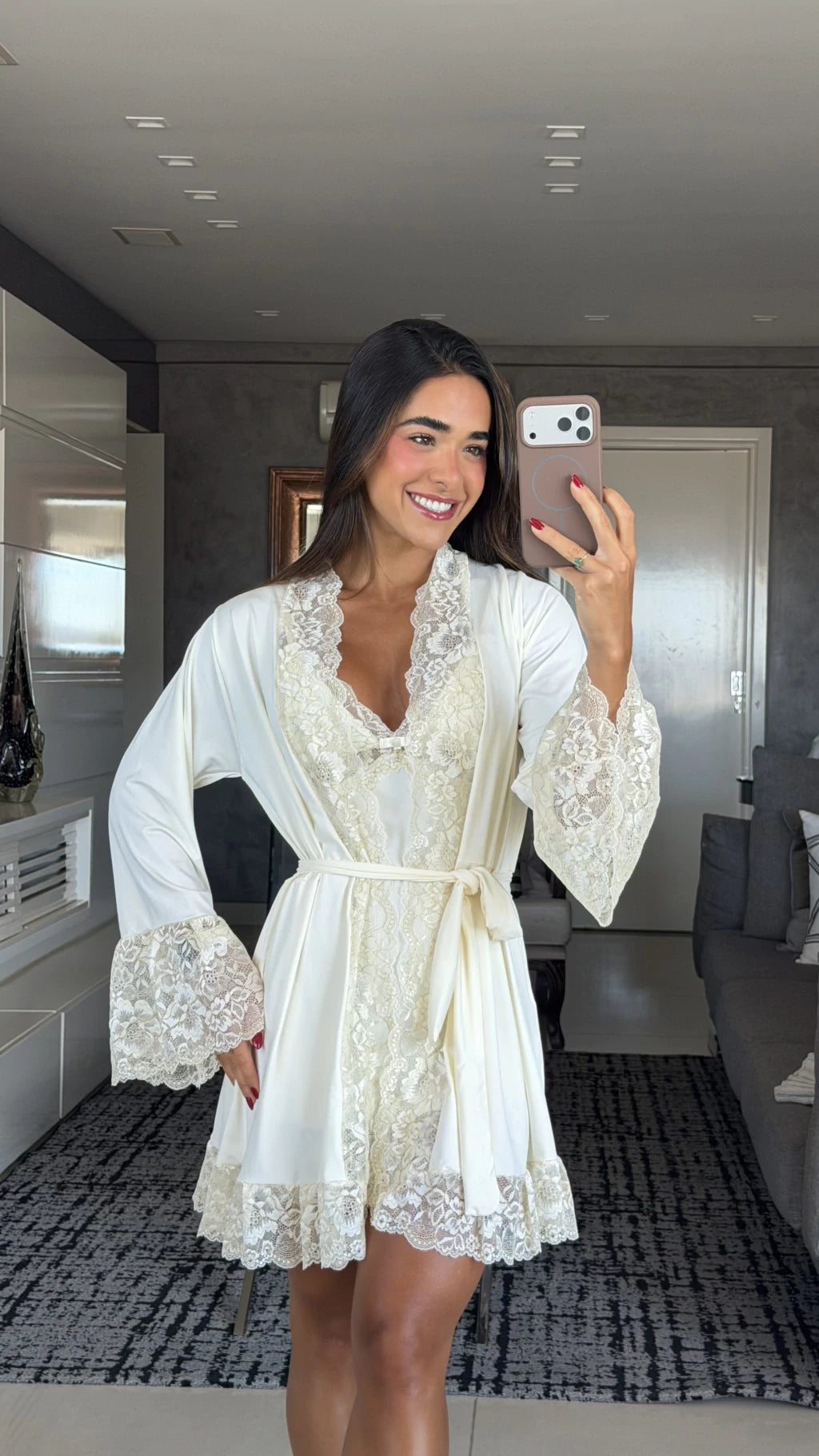 Robe + Camisola Elisa — Marfim/Dourado