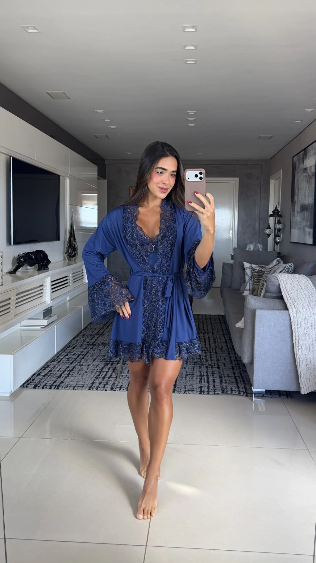 Robe + Camisola Elisa — Marinho/Dourado