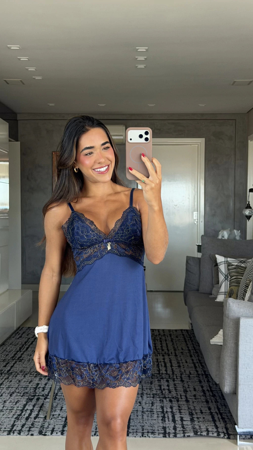 Robe + Camisola Elisa — Marinho/Dourado