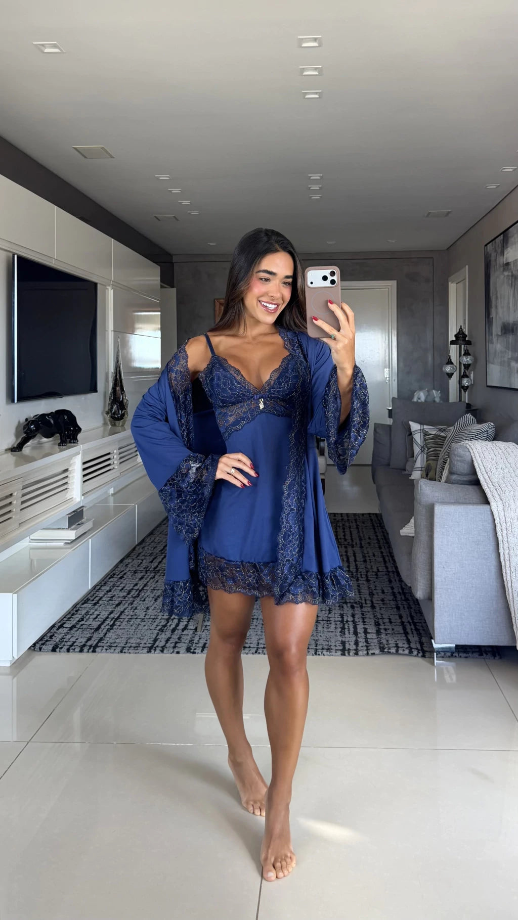 Robe + Camisola Elisa — Marinho/Dourado