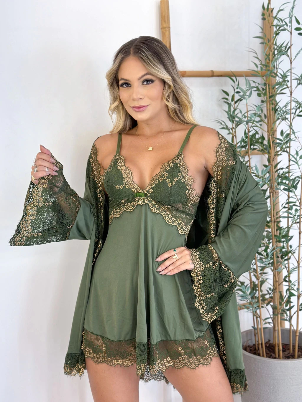 Robe + Camisola Elisa — Verde/Amêndoa